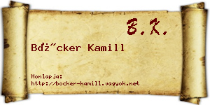 Böcker Kamill névjegykártya